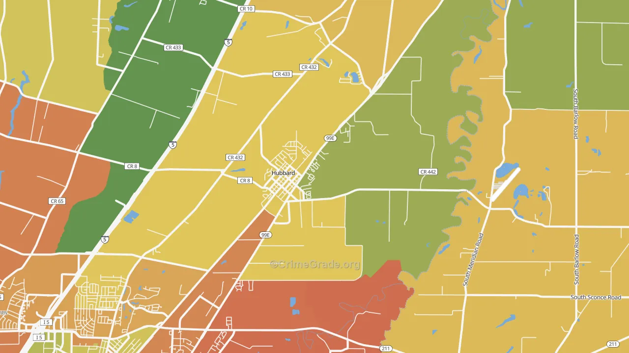Hubbard, OR Map of Murder Rates