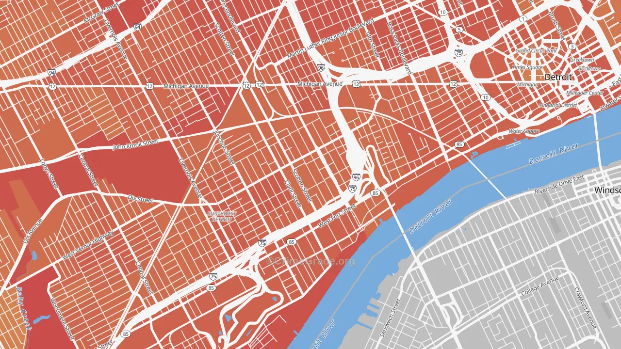 Hubbard-Richard, Detroit, MI Map of Murder Rates