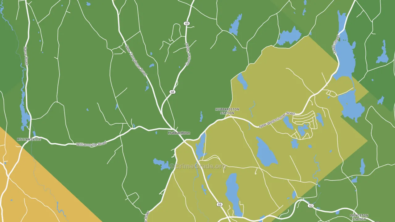Hubbardston, MA Map of Murder Rates