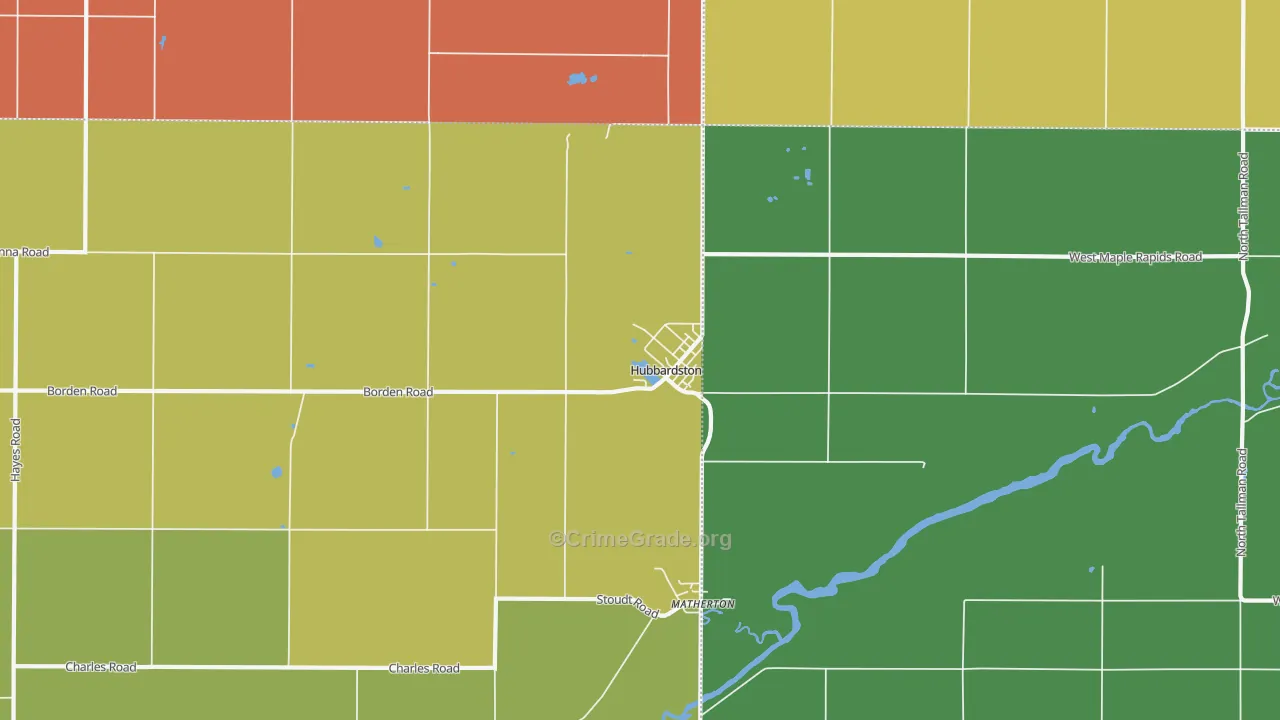 Hubbardston, MI Map of Murder Rates