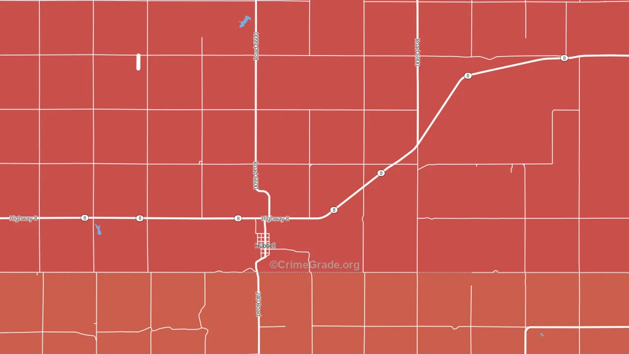 Hubbell, NE Map of Murder Rates