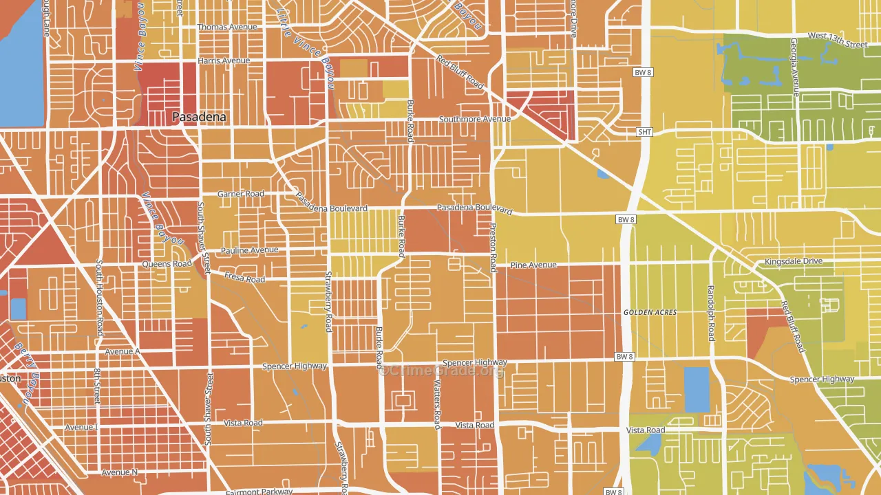 Hubbell, Pasadena, TX Map of Murder Rates