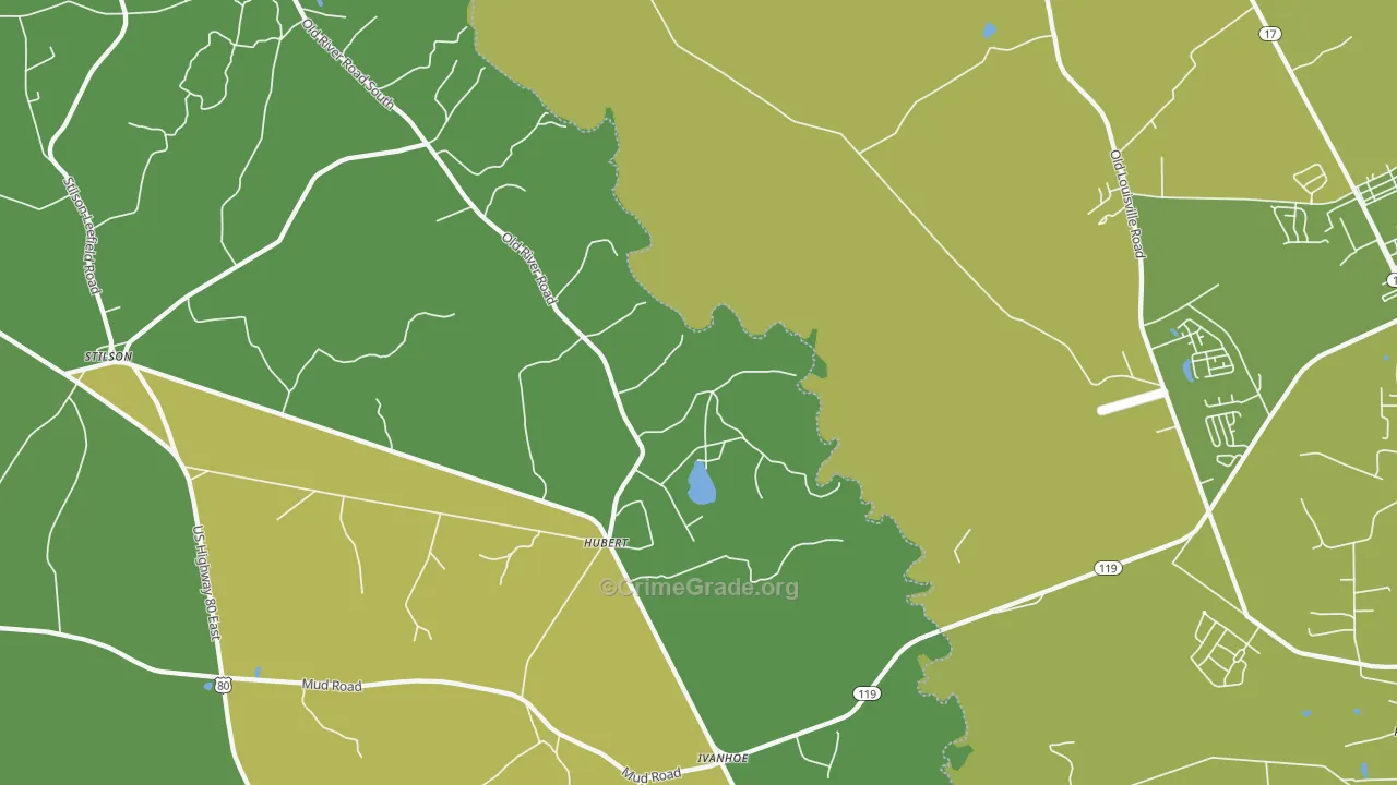 Hubert, GA Map of Murder Rates