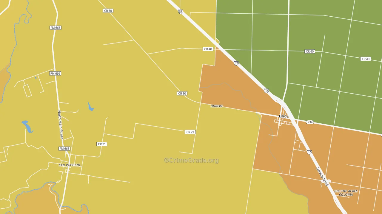 Hubert, TX Map of Murder Rates