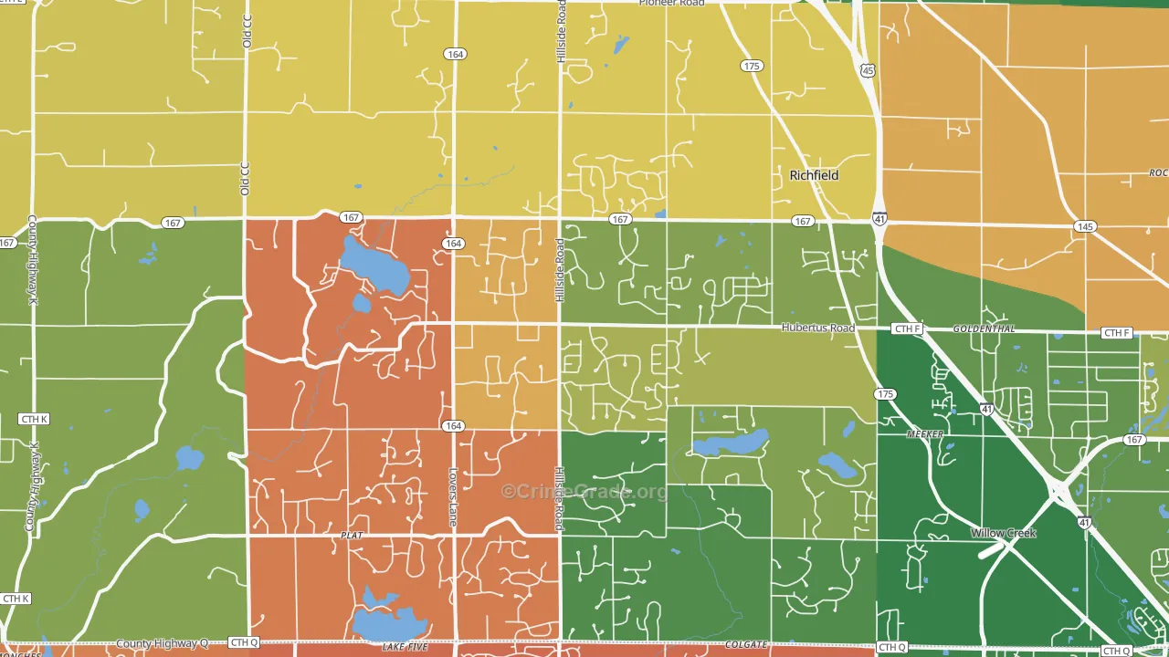 Hubertus, WI Map of Murder Rates