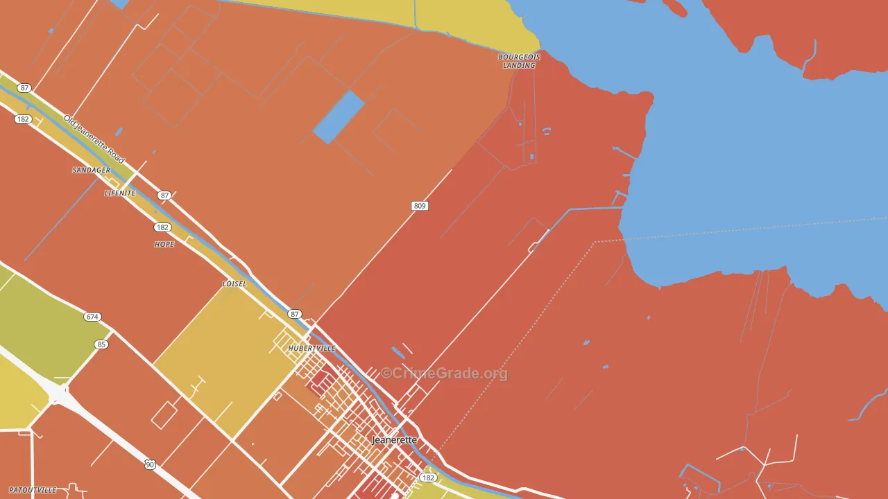 Hubertville, LA Map of Murder Rates