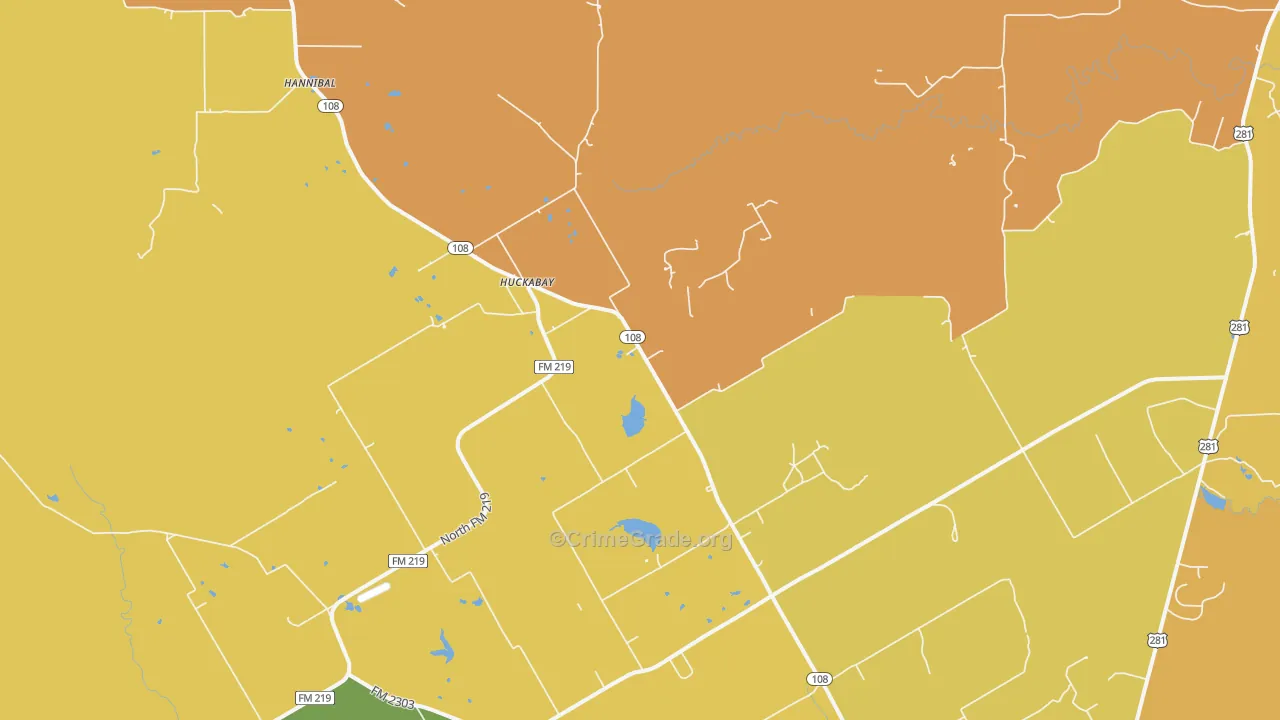 Huckabay, TX Map of Murder Rates