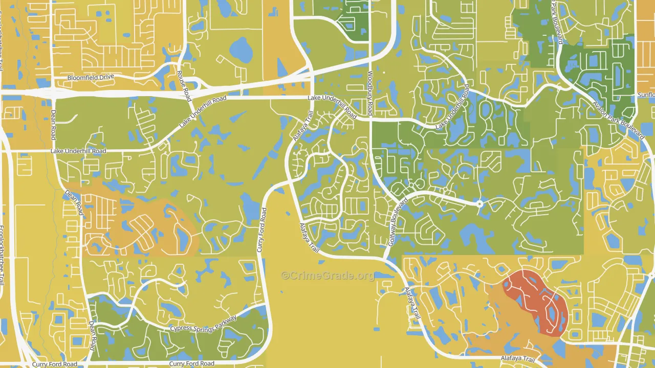 Huckleberry Fields, Alafaya, FL Map of Murder Rates