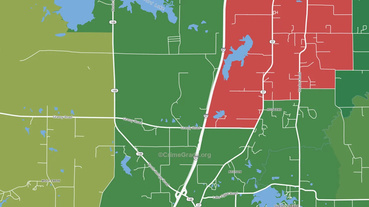 Hudgens, IL Map of Murder Rates