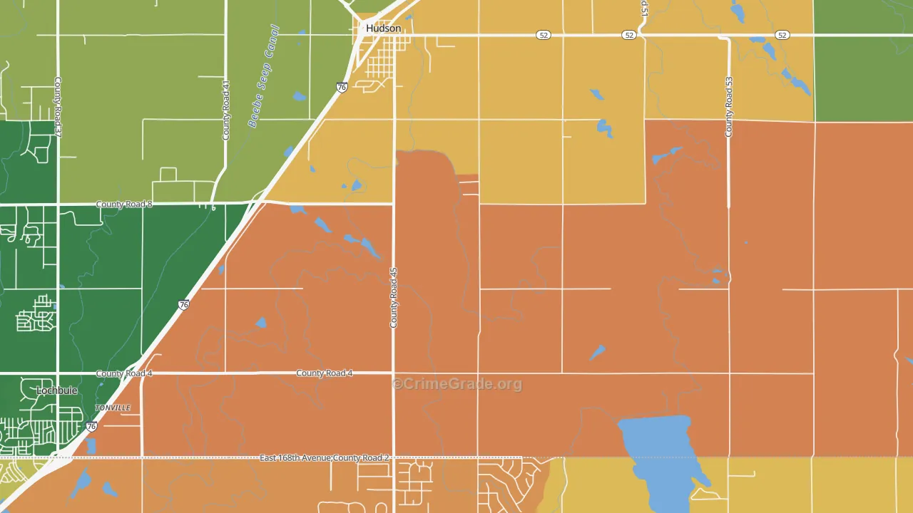 Hudson, CO Map of Murder Rates