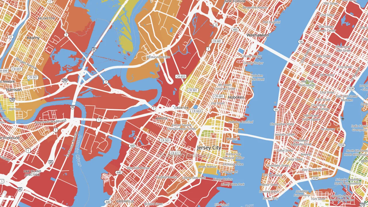 Hudson County, NJ Map of Murder Rates