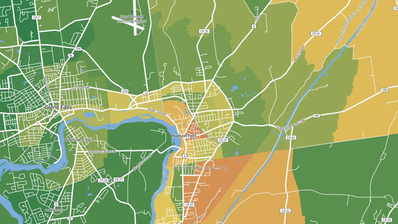 Hudson Falls, NY Map of Murder Rates