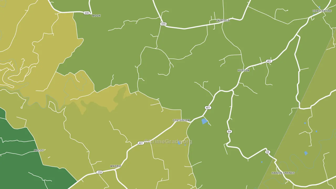 Hudson, KY Map of Murder Rates
