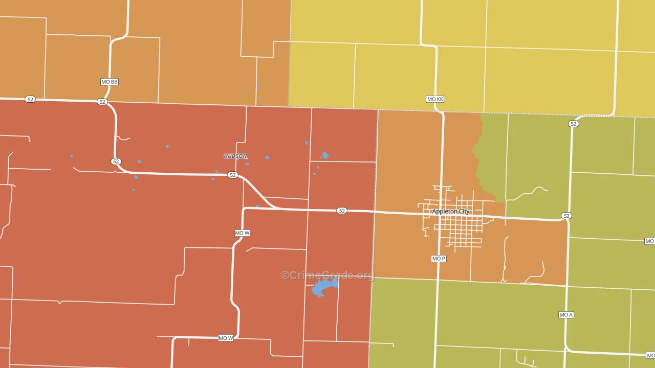 Hudson, MO Map of Murder Rates