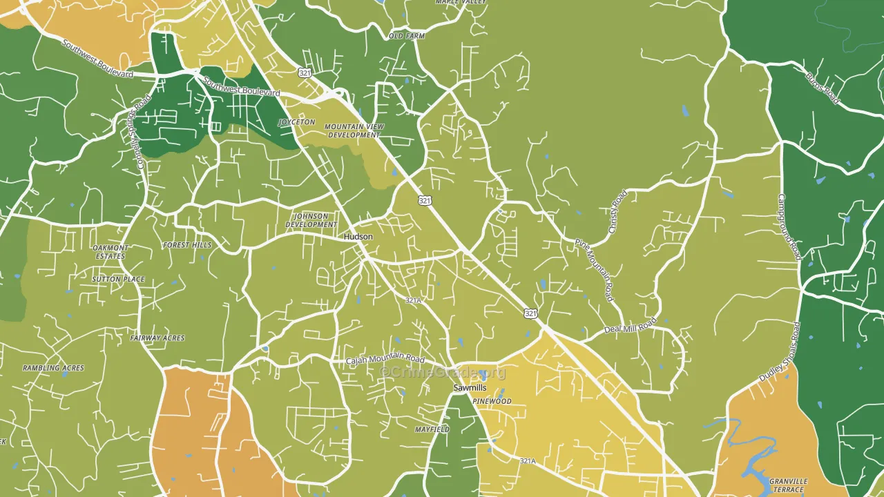 Hudson, NC Map of Murder Rates