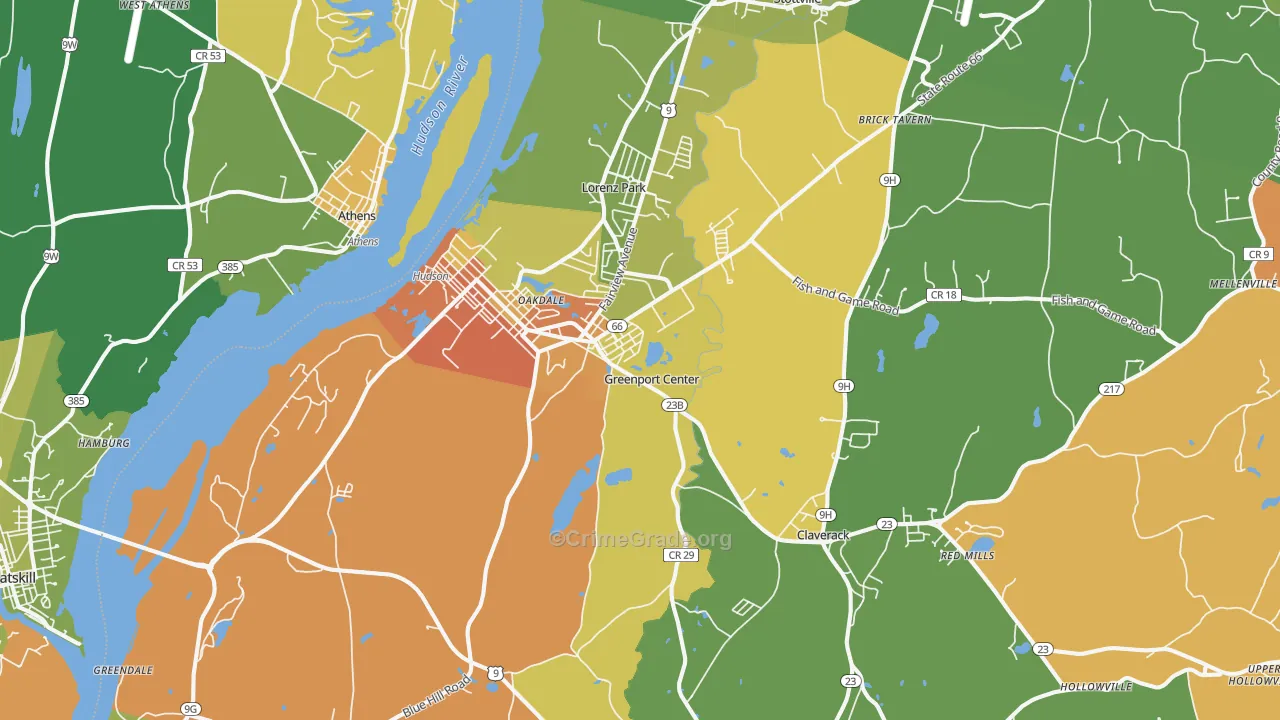 Hudson, NY Map of Murder Rates