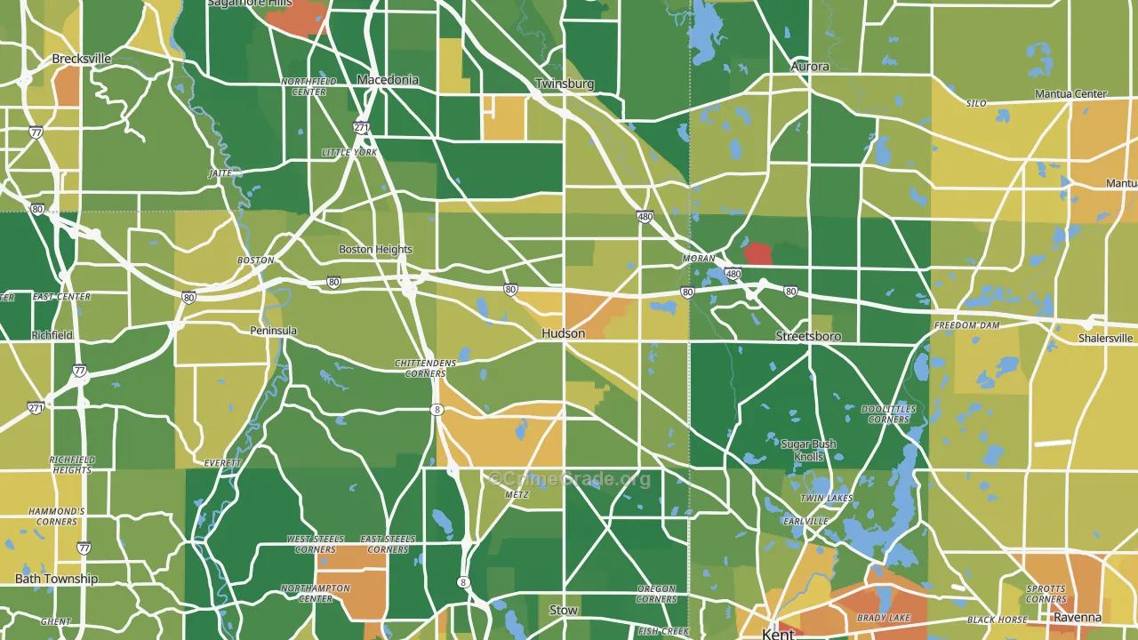 Hudson, OH Map of Murder Rates