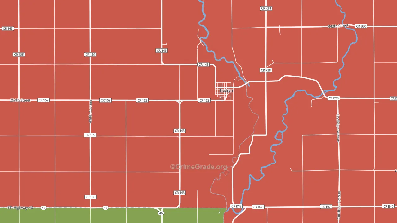 Hudson, SD Map of Murder Rates