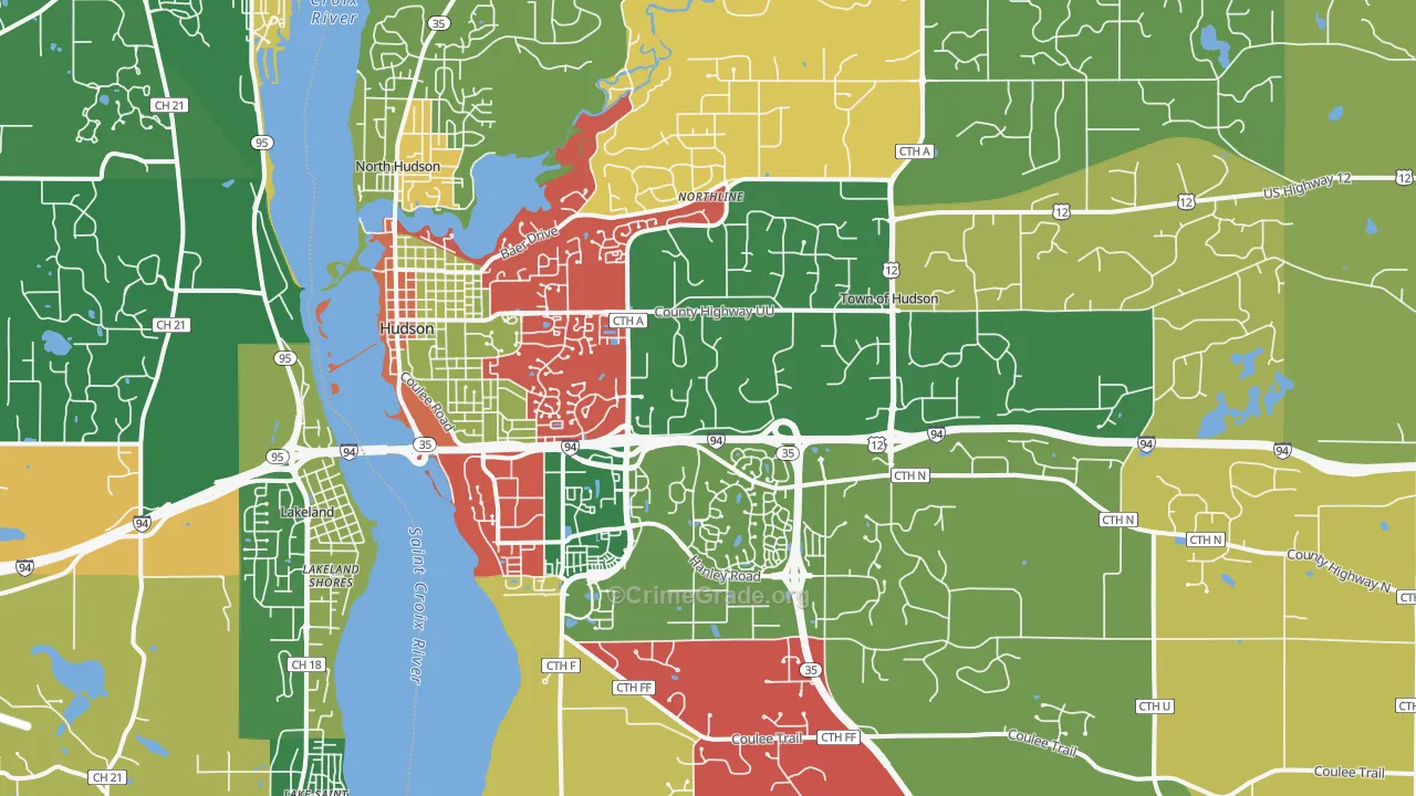 Hudson, WI Map of Murder Rates