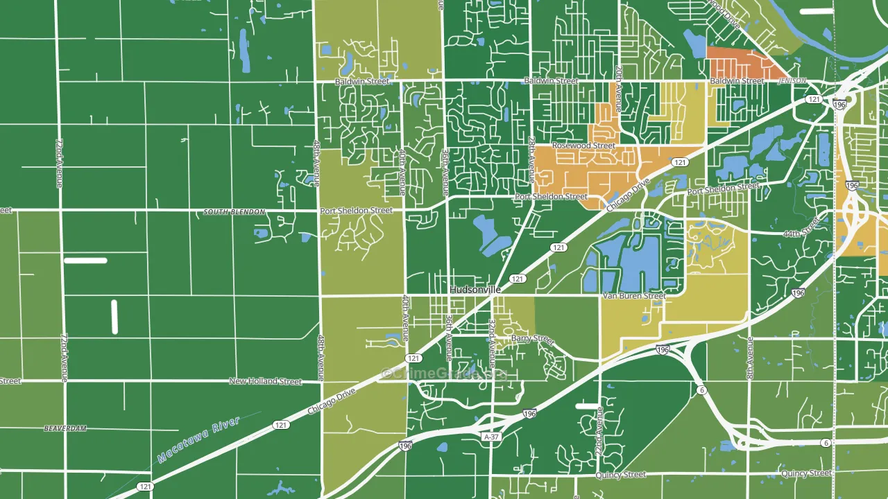 Hudsonville, MI Map of Murder Rates