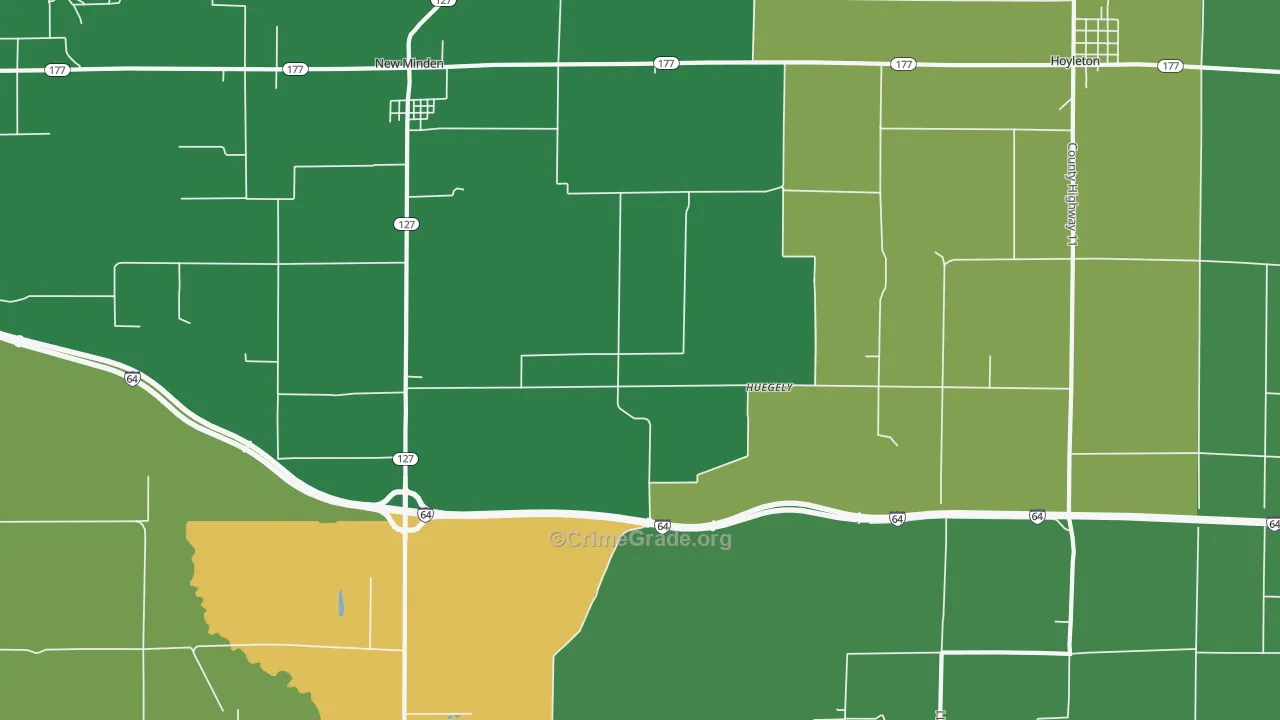 Huegely, IL Map of Murder Rates