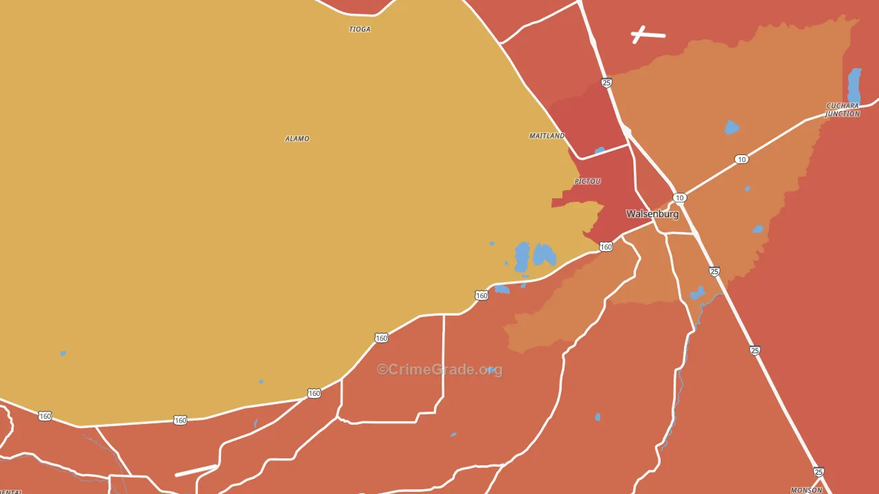 Huerfano County, CO Map of Murder Rates
