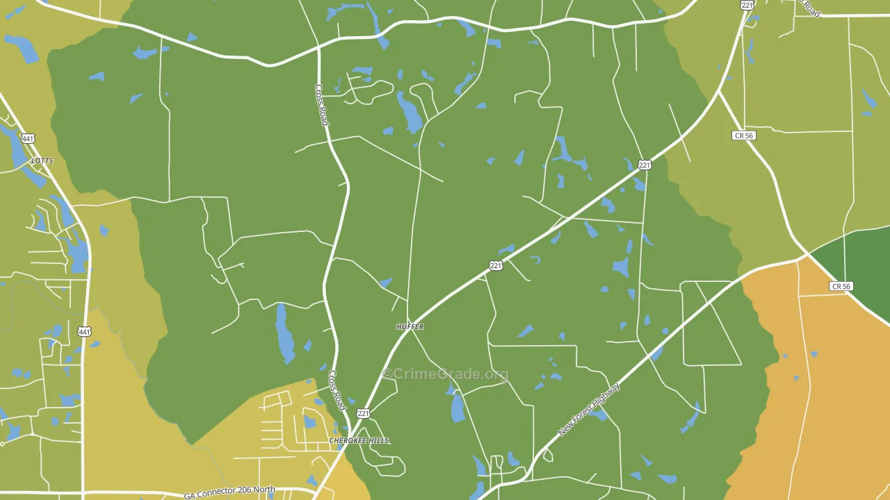 Huffer, GA Map of Murder Rates