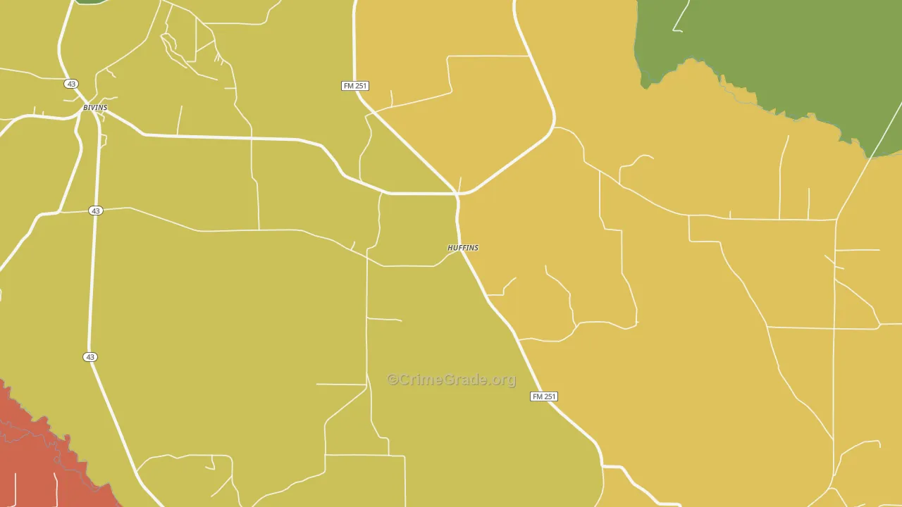Huffines, TX Map of Murder Rates