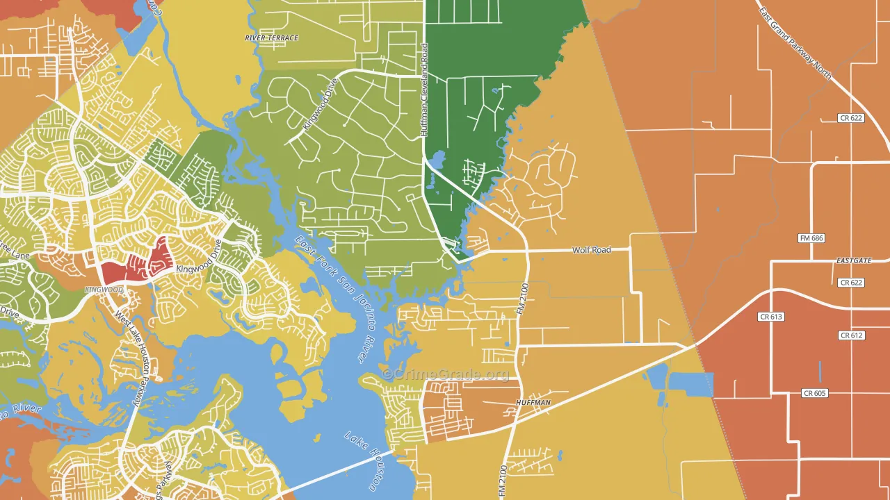 Huffman, TX Map of Murder Rates