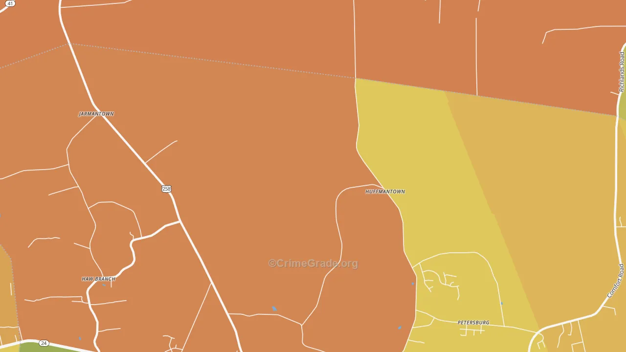 Huffmantown, NC Map of Murder Rates