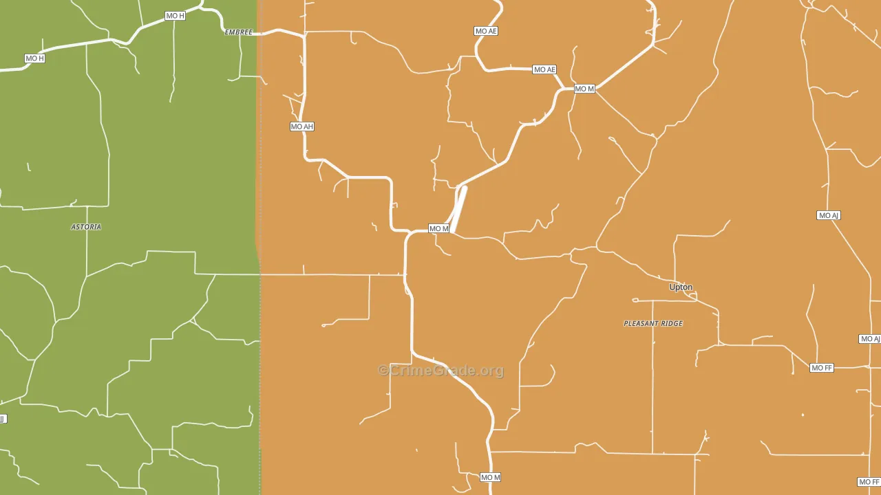 Huggins, MO Map of Murder Rates