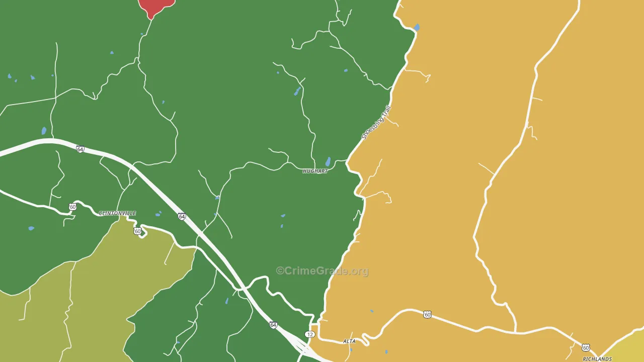 Hughart, WV Map of Murder Rates