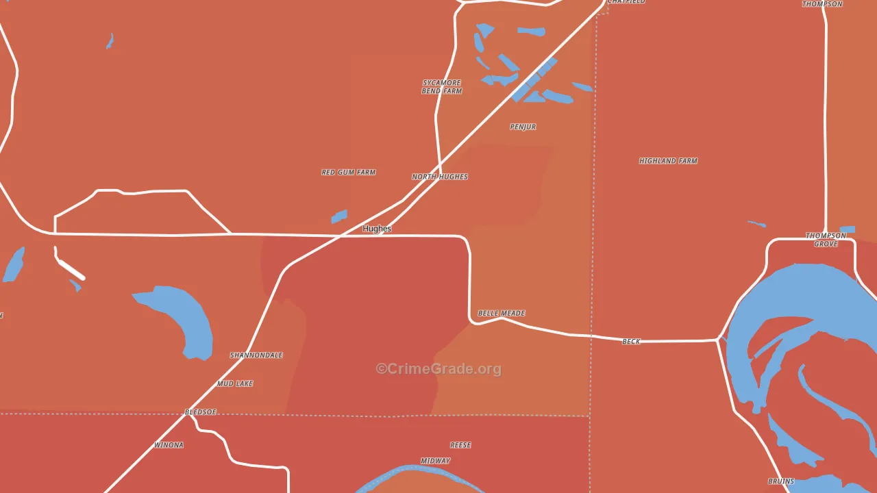 Hughes, AR Map of Murder Rates