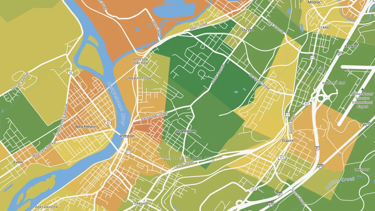 Hughestown, PA Map of Murder Rates
