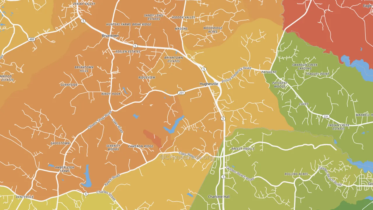 Hughesville, MD Map of Murder Rates