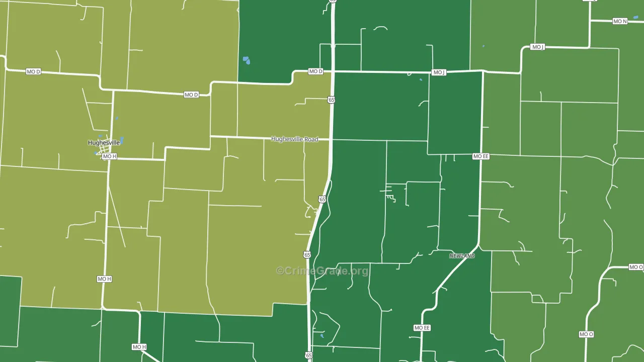 Hughesville, MO Map of Murder Rates
