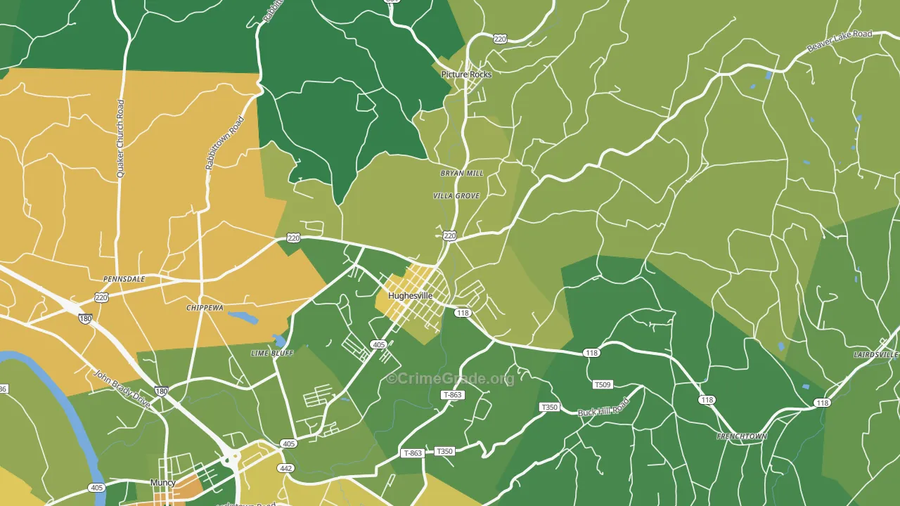 Hughesville, PA Map of Murder Rates