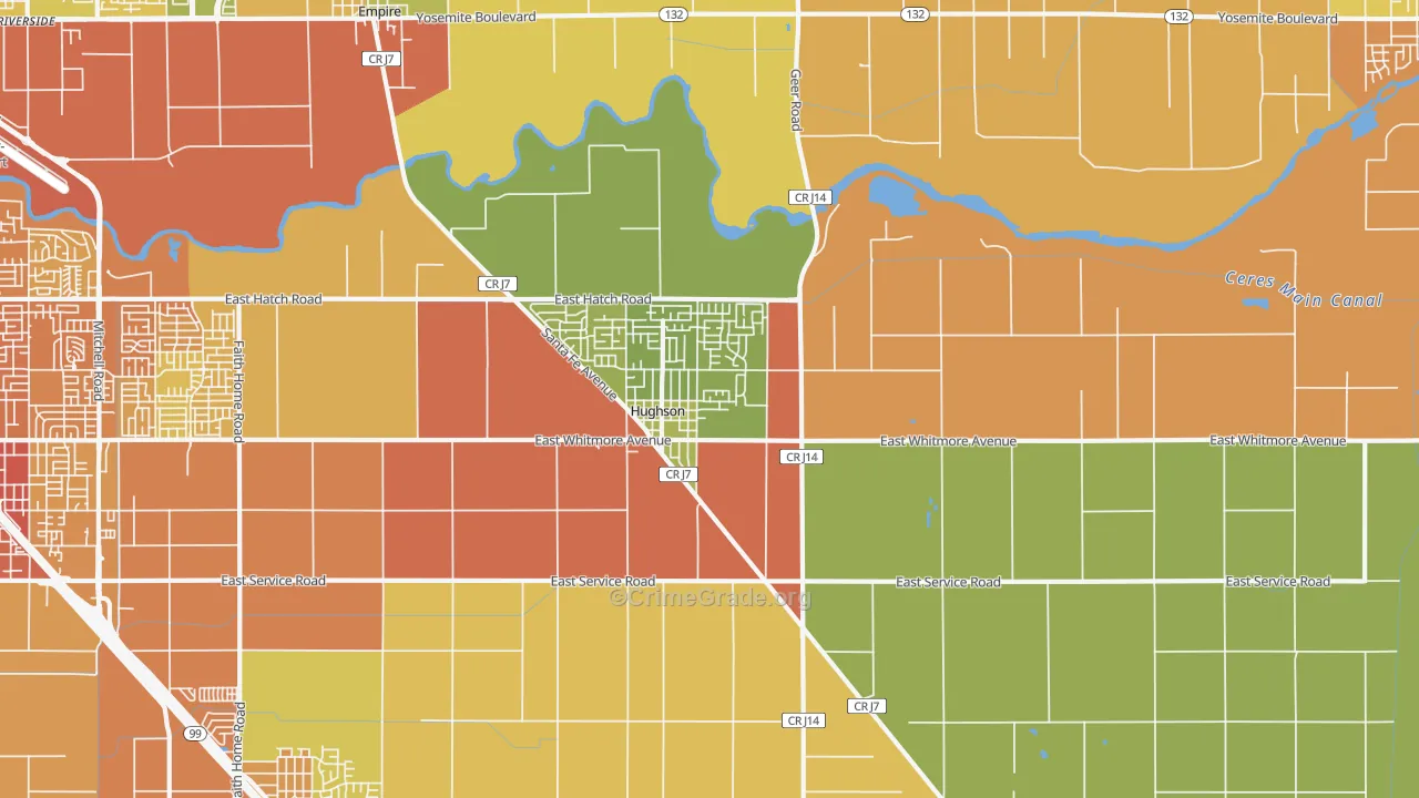 Hughson, CA Map of Murder Rates