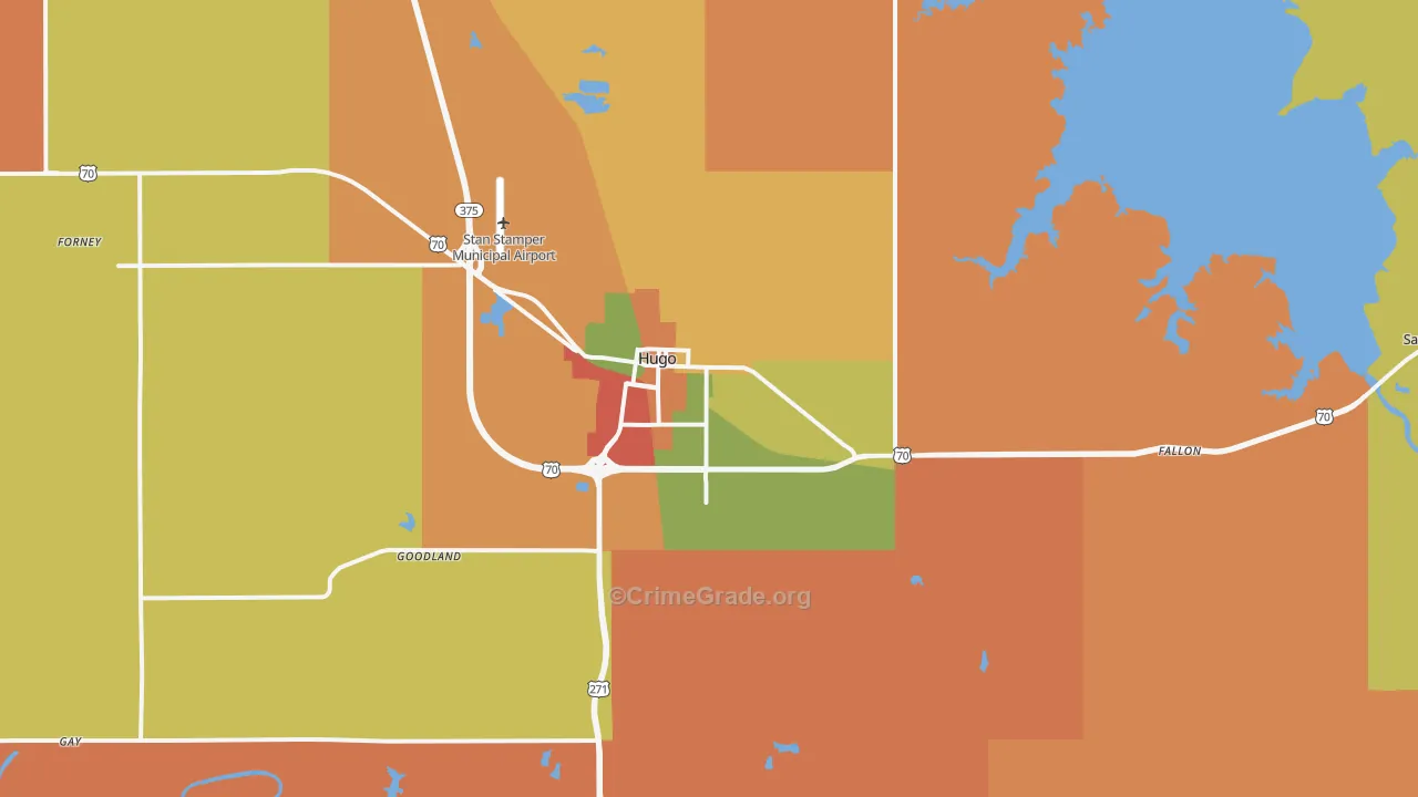 Hugo, OK Map of Murder Rates