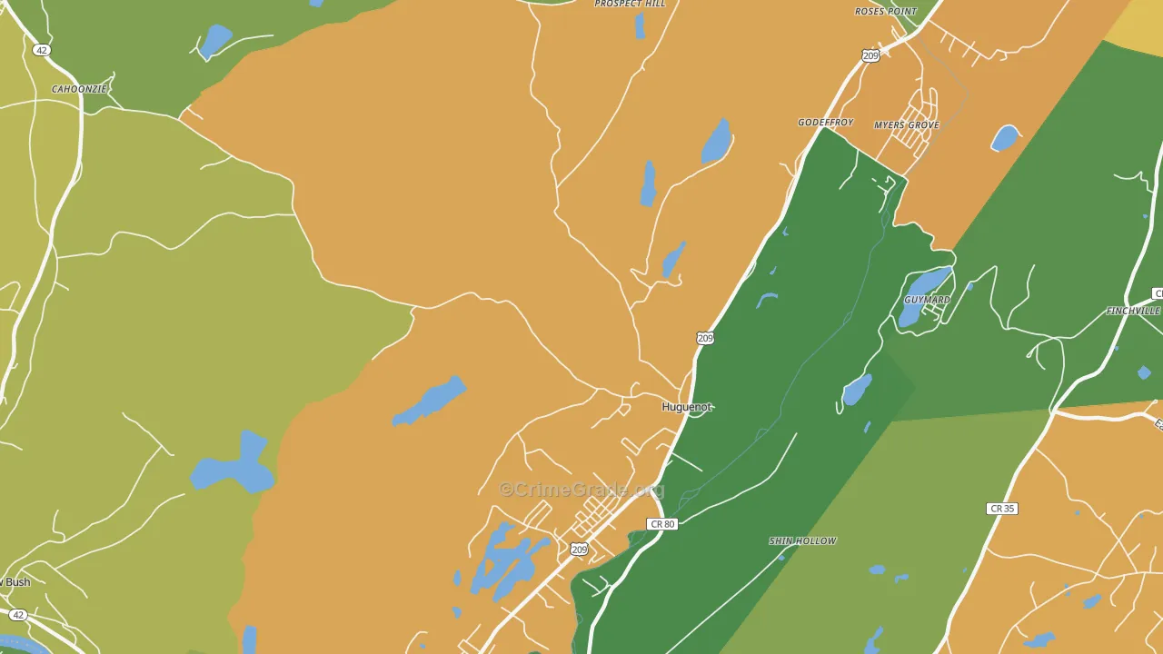 Huguenot, NY Map of Murder Rates