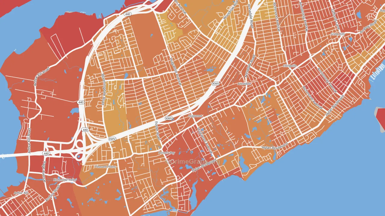 Huguenot, Staten Island, NY Map of Murder Rates