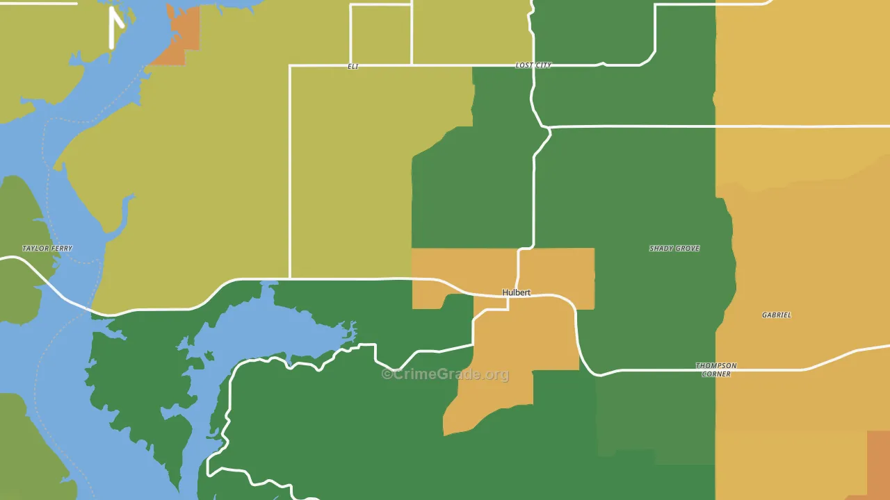 Hulbert, OK Map of Murder Rates
