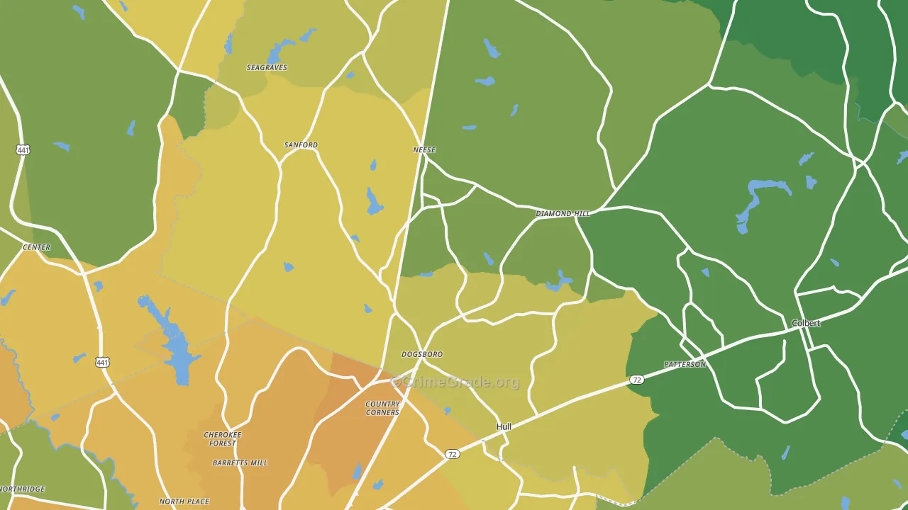 Hull, GA Map of Murder Rates