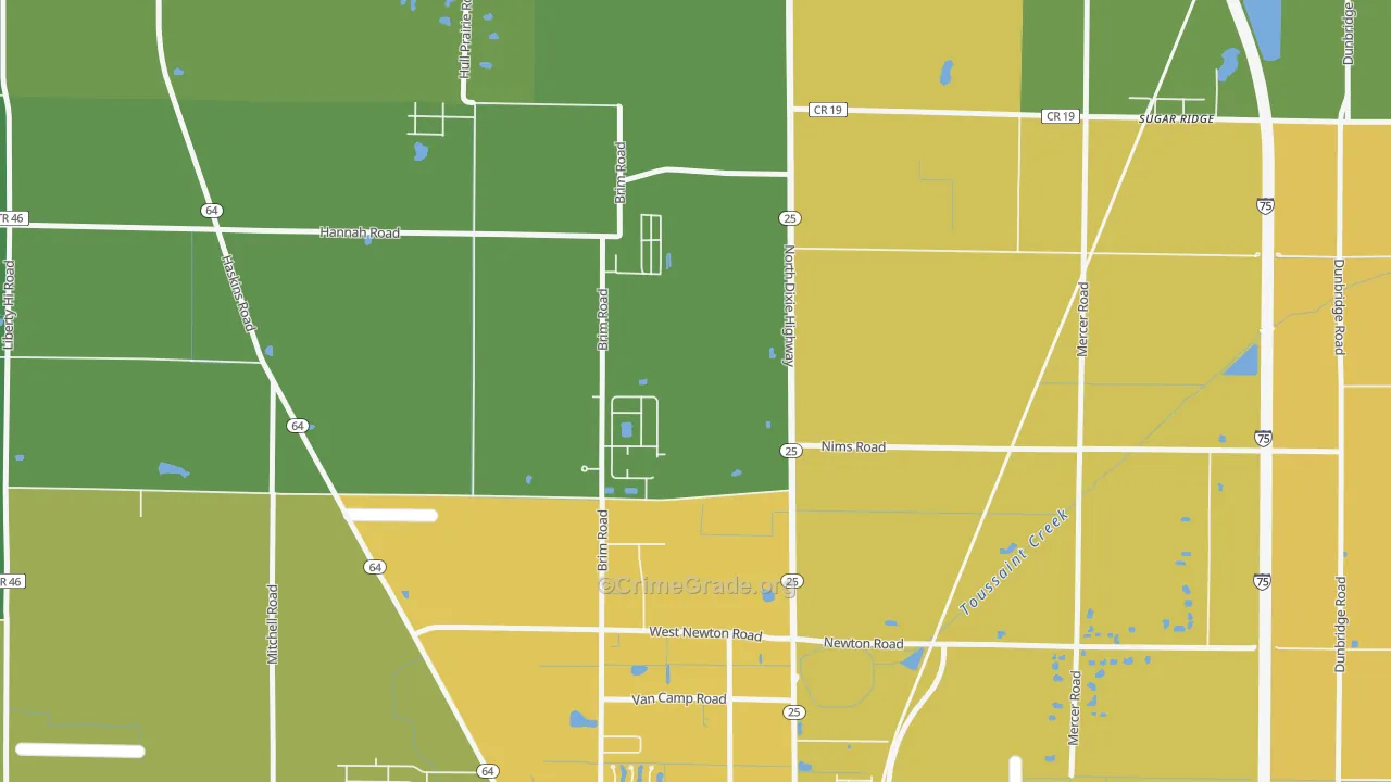 Hull Prairie, OH Map of Murder Rates