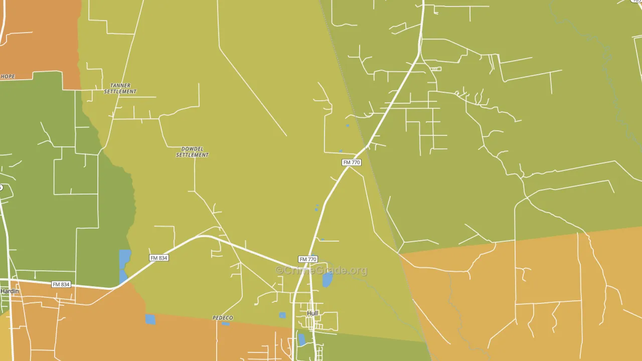 Hull, TX Map of Murder Rates