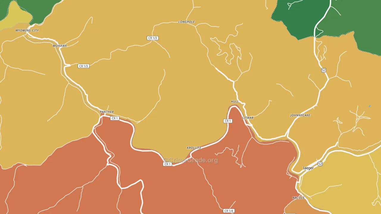 Hull, WV Map of Murder Rates