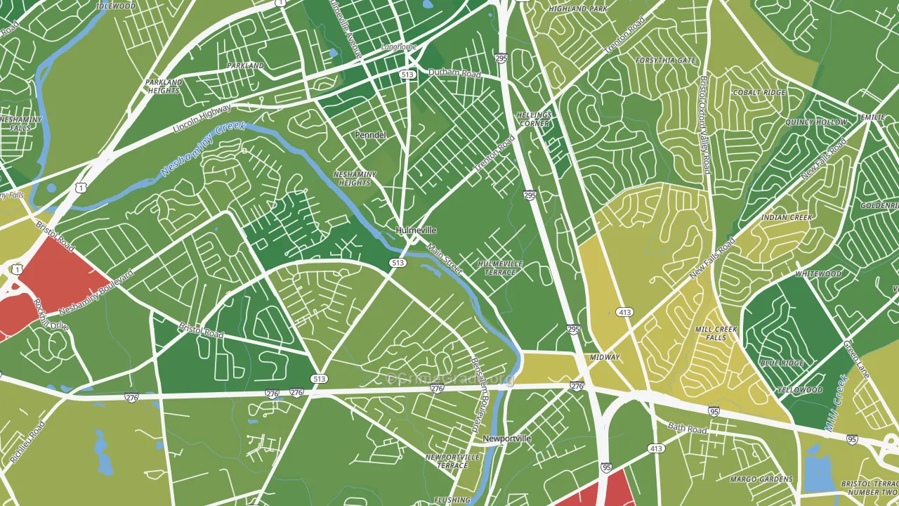 Hulmeville, PA Map of Murder Rates