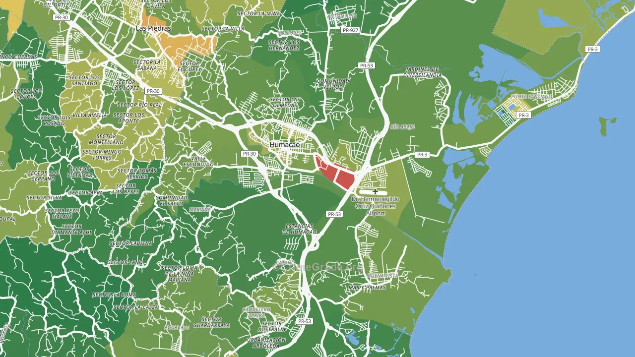 Humacao Municipio, PR Map of Murder Rates
