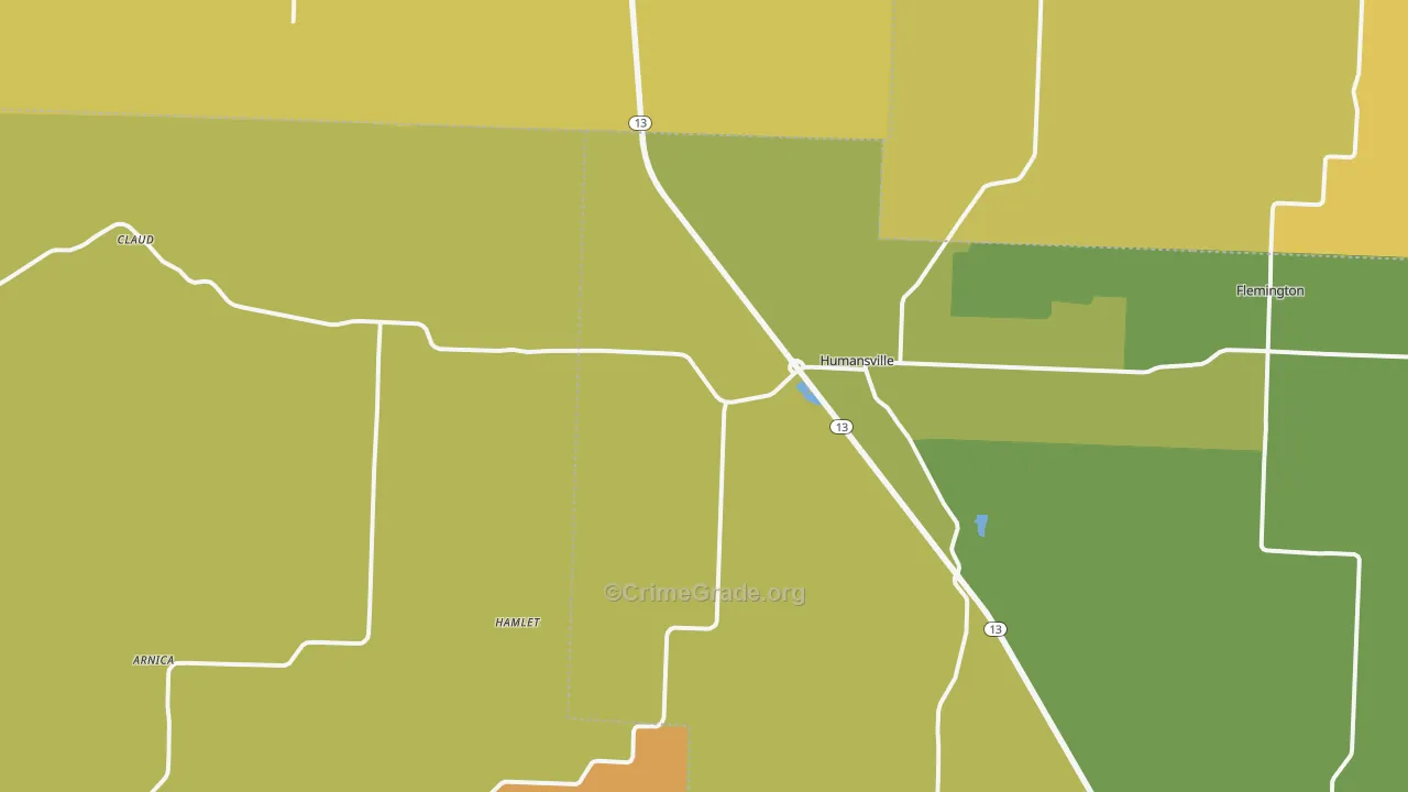 Humansville, MO Map of Murder Rates