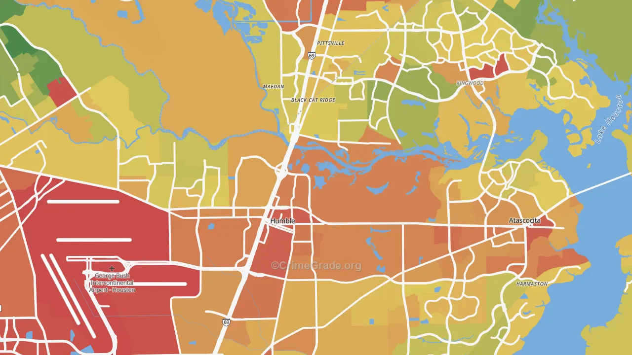 Humble, TX Map of Murder Rates